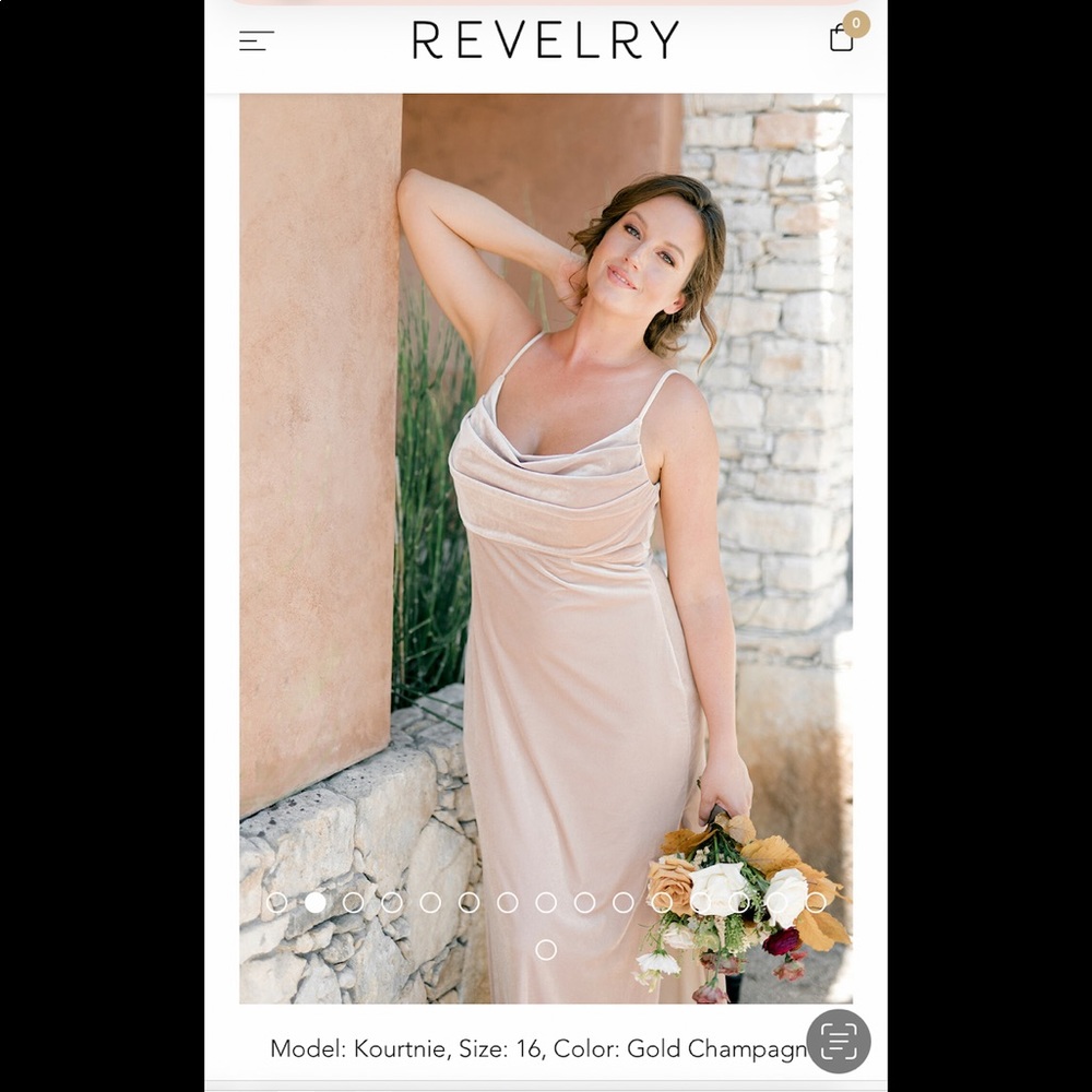 Revelry Velvet Skye Dress in Gold Champagne size 8 petite